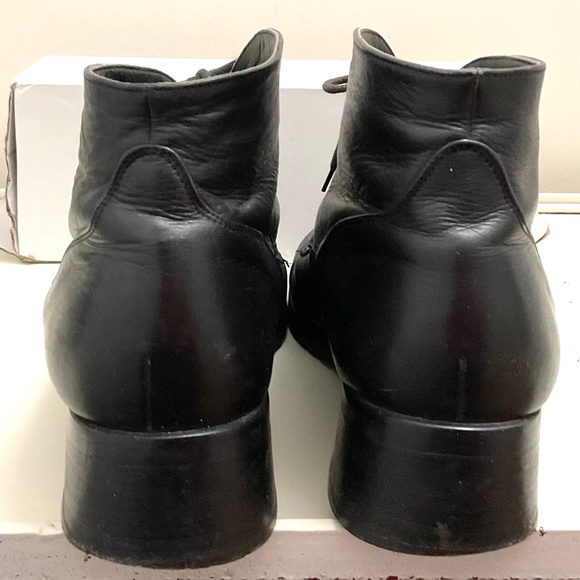 Black Vintage Italian Leather Ankle Chukka Boots Unisex Size 8.5 men’s/10 women - Picture 11 of 13